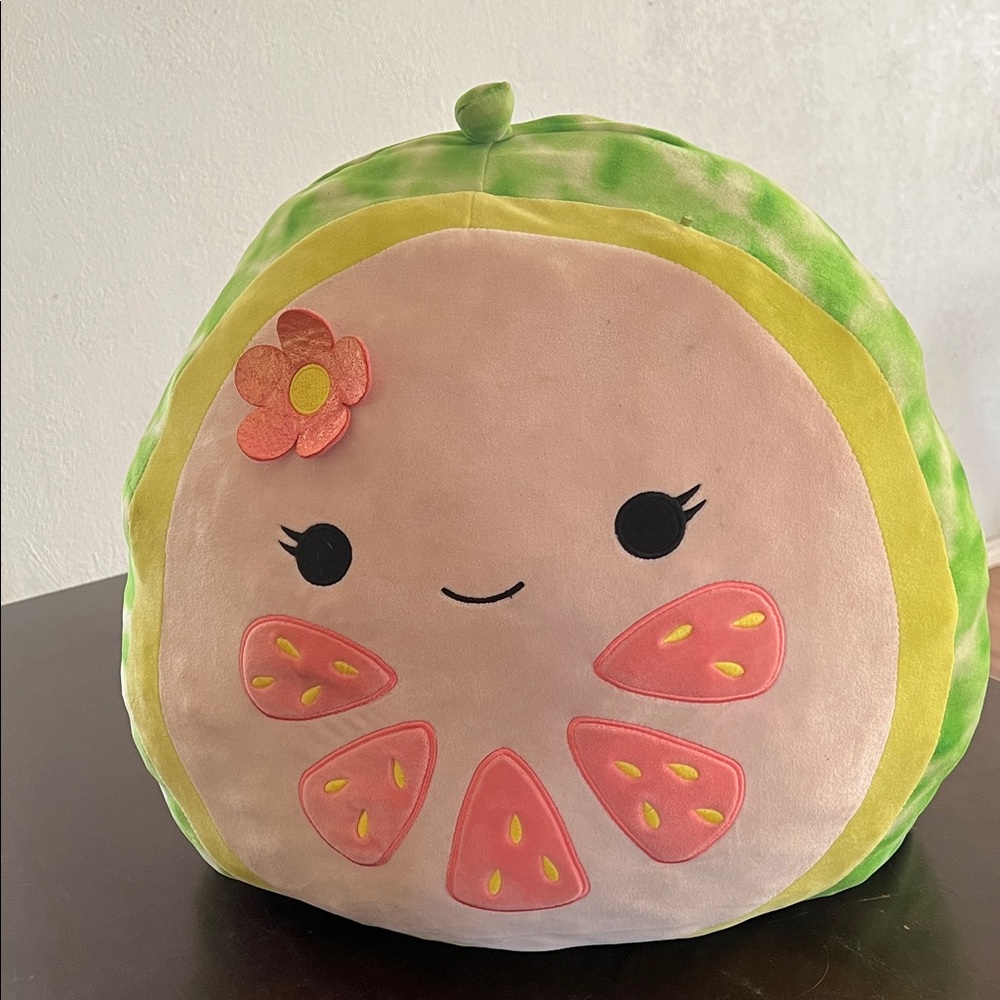 Plush Citrus Slice Decorative Pillow - Green and Pink